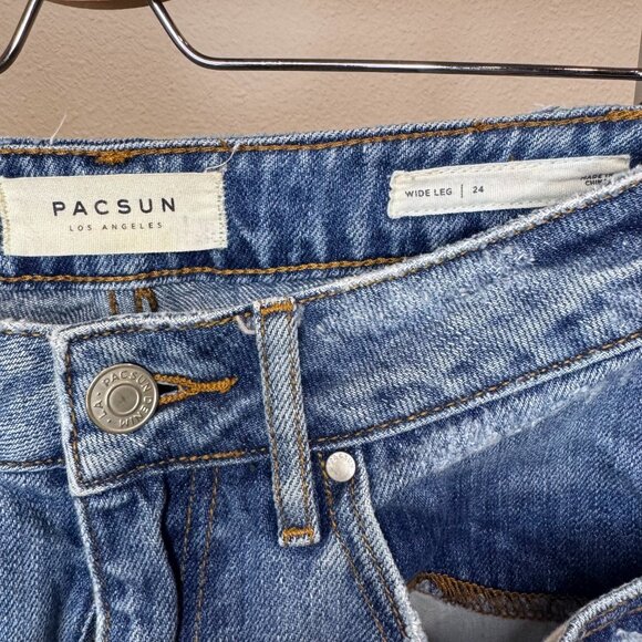PacSun Cropped Wide Leg Jeans Medium Indigo | Size 24 | 90s Y2K Vintage Style - Picture 8 of 13